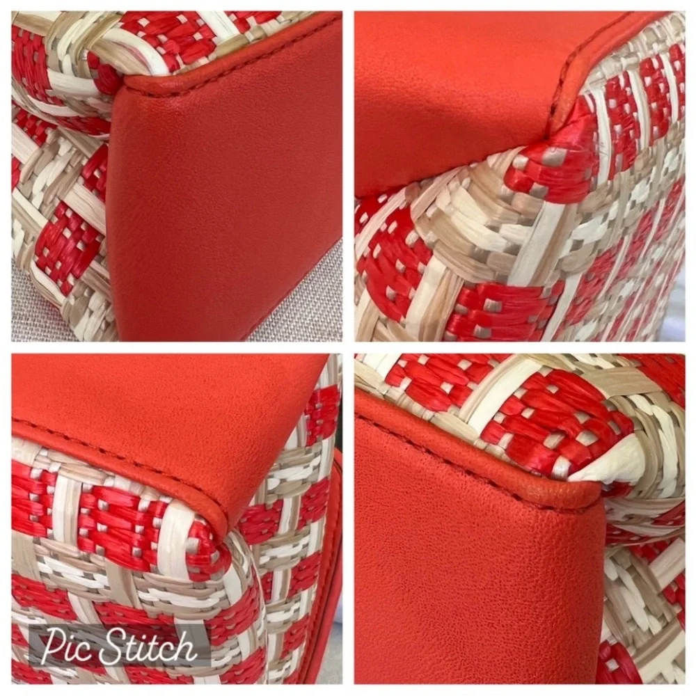 KATE SPADE Natalia small flap straw + leather combo crossbody bag